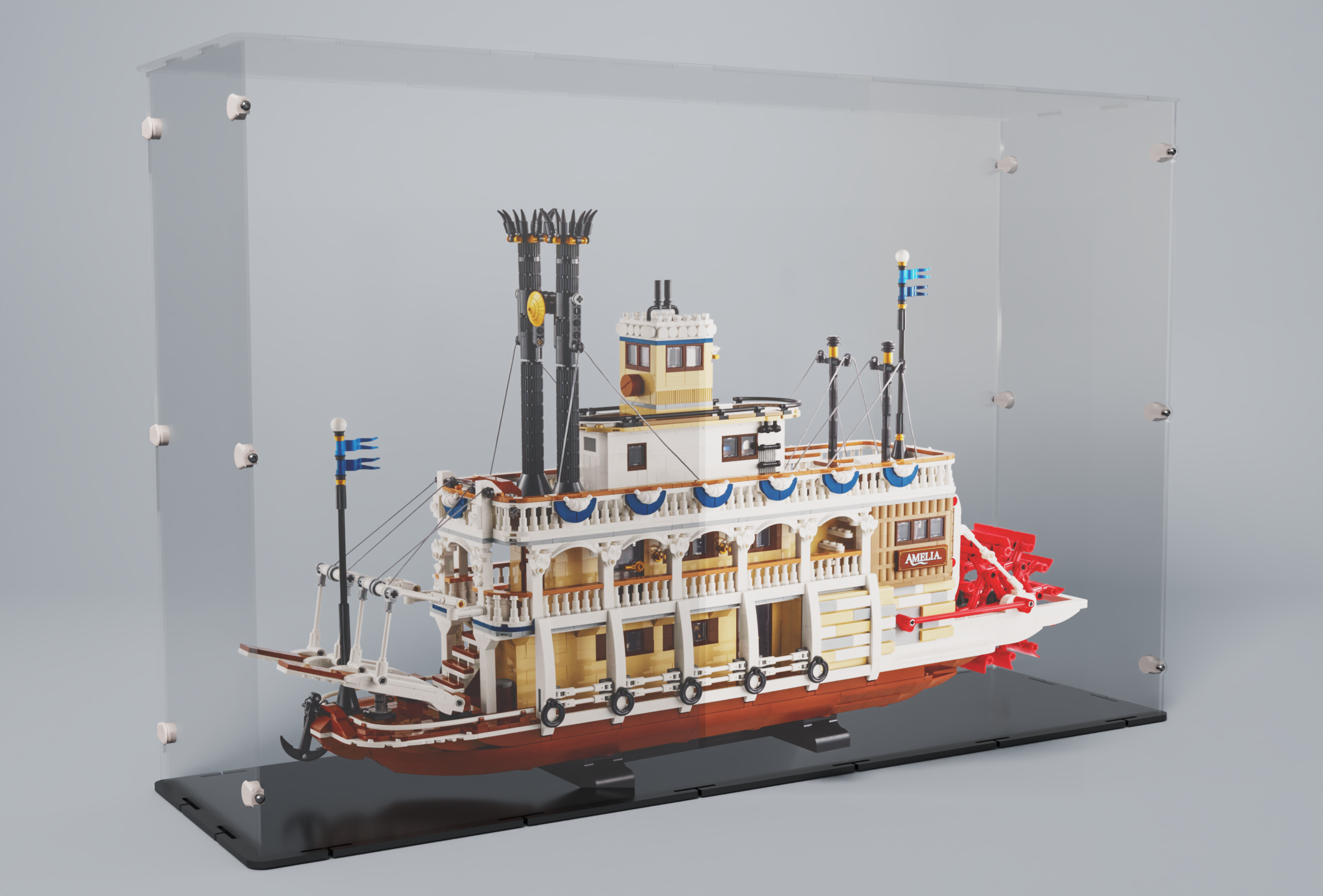 Acrylglas Vitrine für Ihr LEGO® Modell Flussraddampfer 21356
