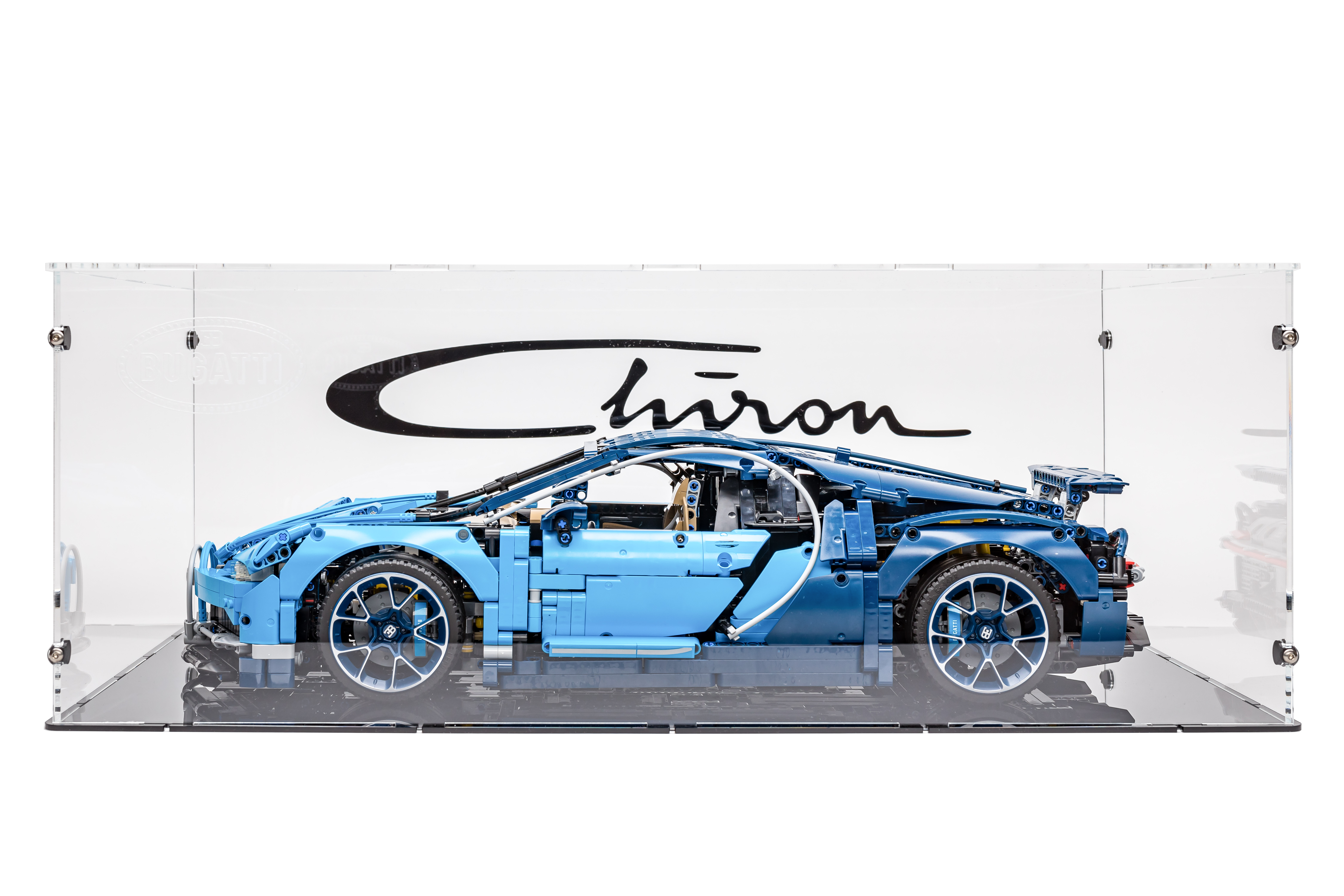 Acrylglas Vitrine Haube für Ihr LEGO® Modell  Bugatti Chiron 42083 mit Schrift und eingraviertem Logo